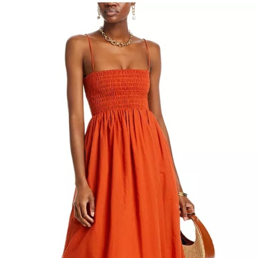 Faithfull the Brand Burnt Orange Midi Dress